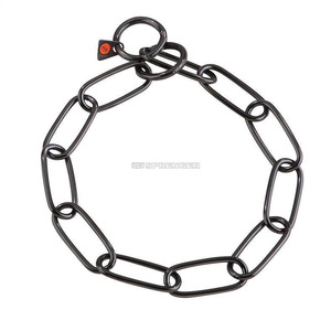 Estrangulador Preto De Elos Largos Em Inox 4mm